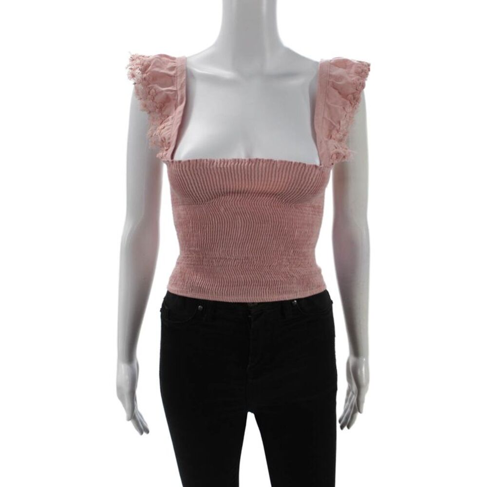 Peixoto Womens Pink Cropped Boho Square Neck Tank Size XS